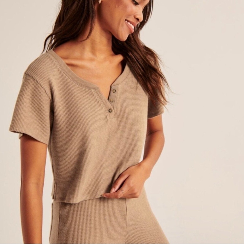 Abercrombie Fitch Waffle Weave Lounge Wear Set Henley And Pants